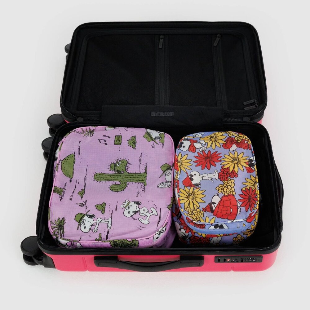 BAGGU x Peanuts NWT Baggu Packing Cube Set - Peanuts (Floral Snoopy, Pink Spike) - Picture 4 of 8